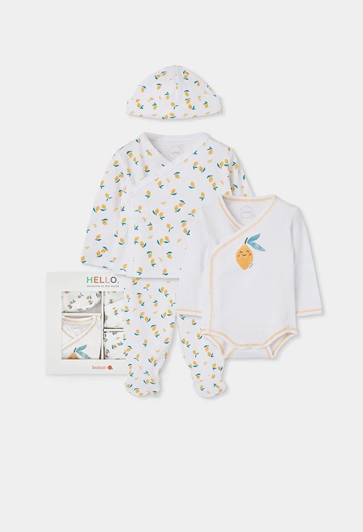 Conjunto para bebé com estampado de limões