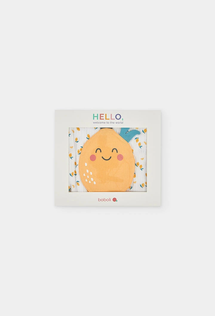 Manta e doudou estampados para bebé