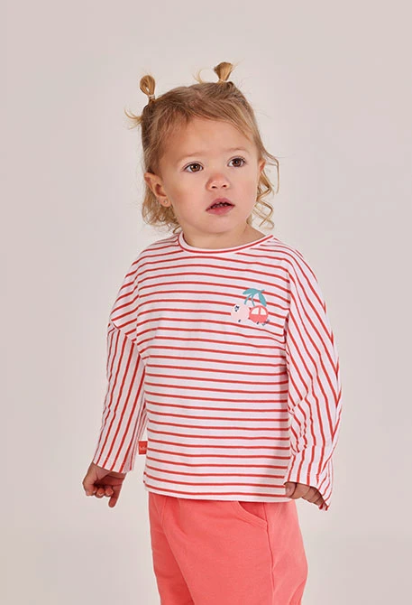 Baumwoll-Baby-T-Shirt mit Streifen