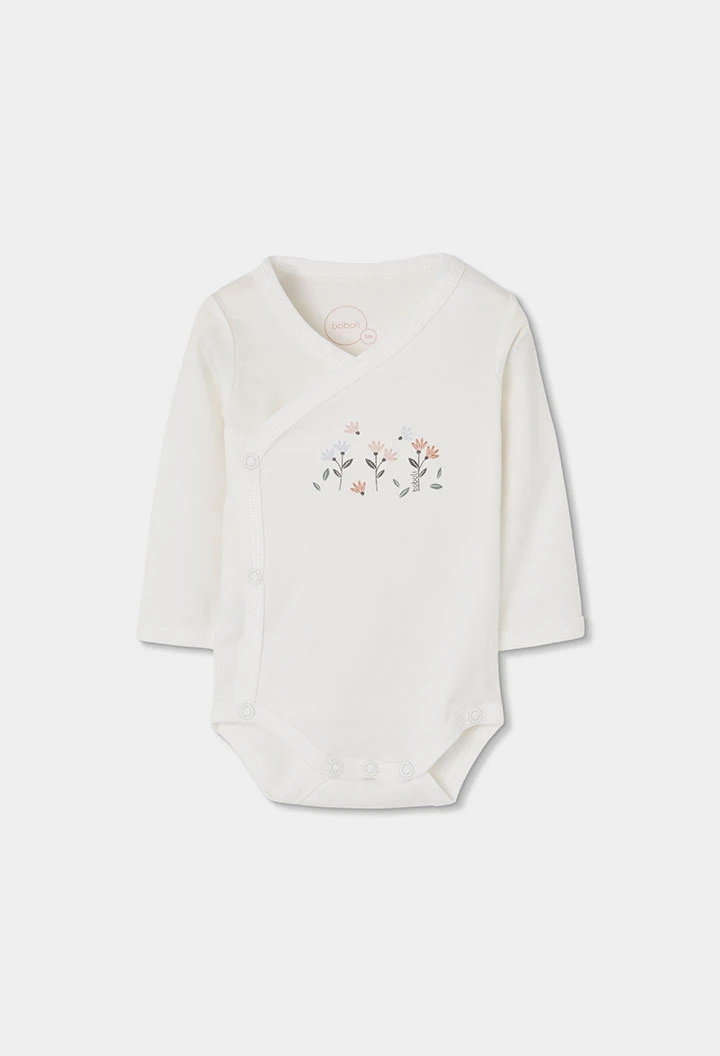 Babystrickset Mädchen weiß Blumendruck