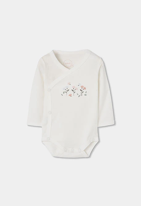 Babystrickset Mädchen weiß Blumendruck