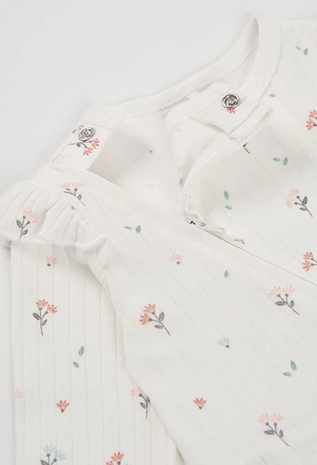 Pijama nadó cru estampat flors amb volants