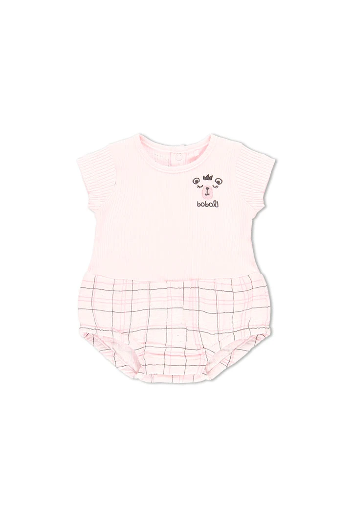 Grenouillère cotêlée bi matiere pour bébé fille