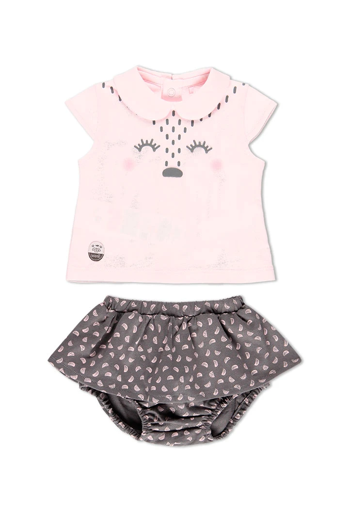 Pack en tricot bi matiere pour bébé fille