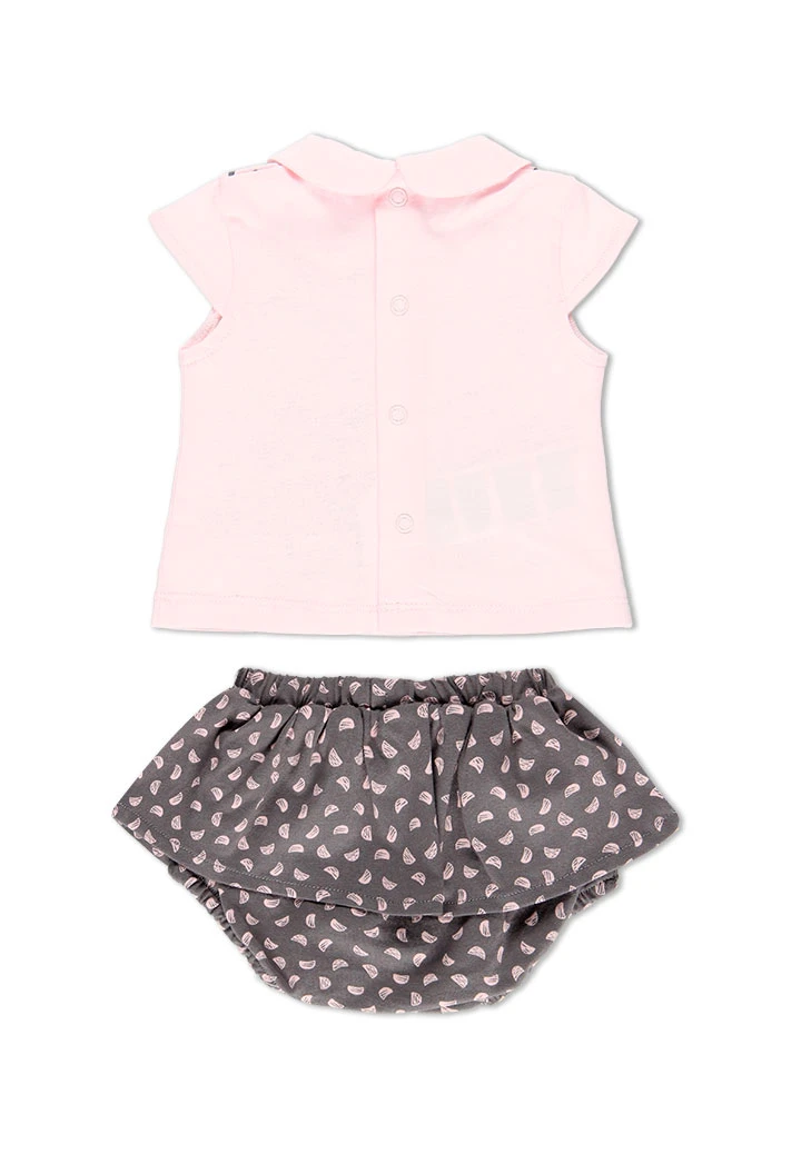 Pack en tricot bi matiere pour bébé fille
