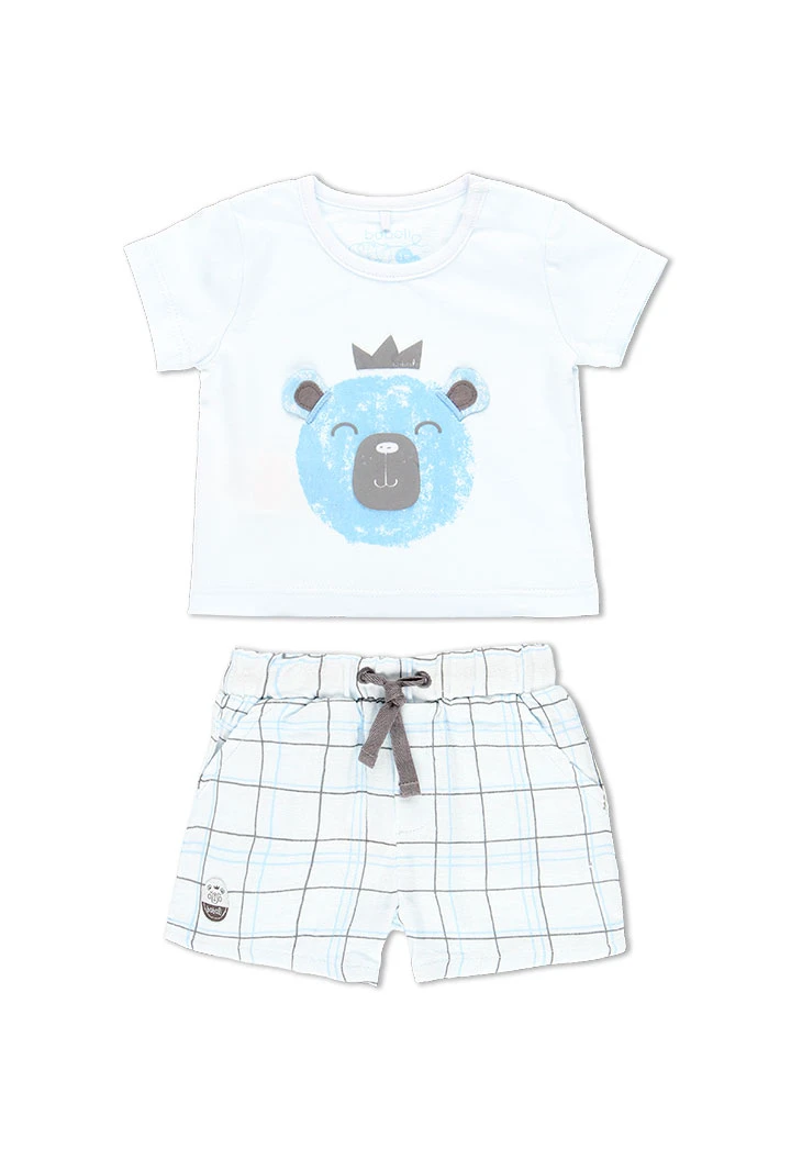 Pack en tricot bi matiere "ours" pour bébé garçon