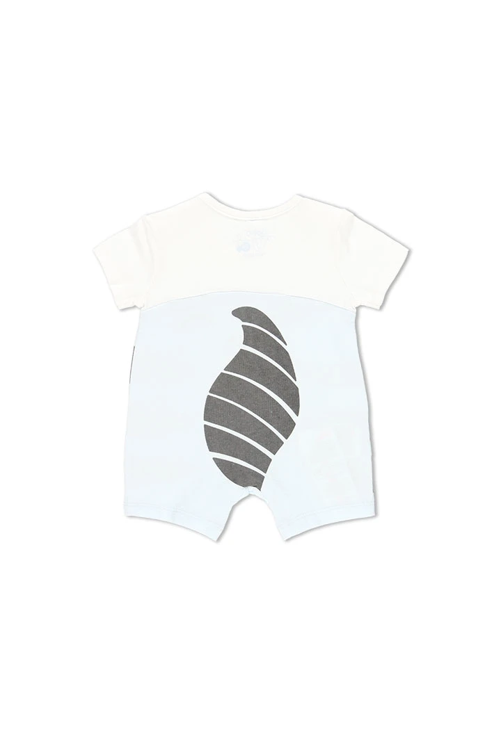 Grenouillère en tricot bicolour pour bébé