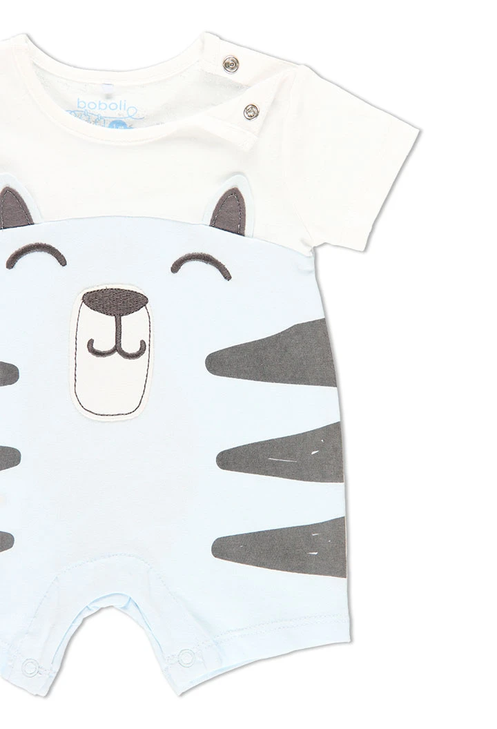 Grenouillère en tricot bicolour pour bébé