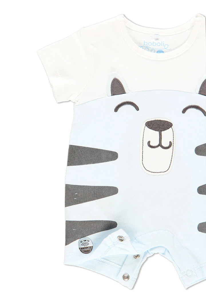 Grenouillère en tricot bicolour pour bébé