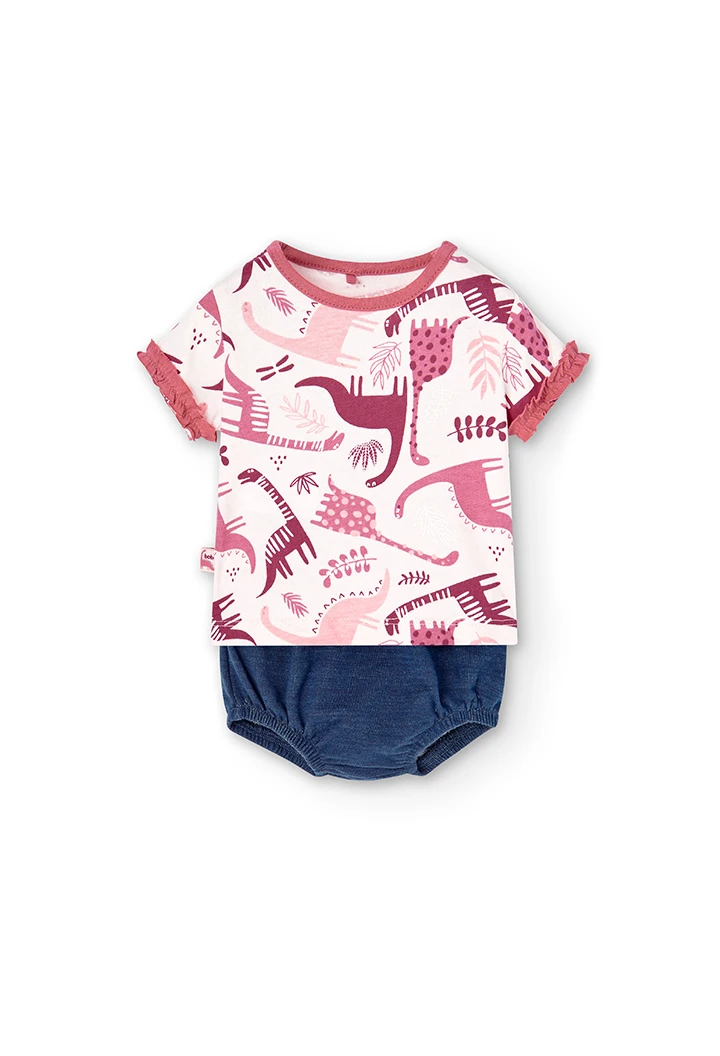 Pack en tricot bi matiere pour bébé fille