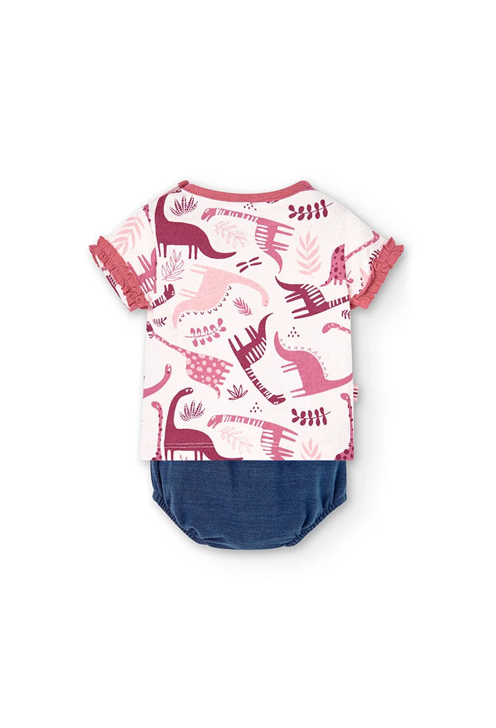 Pack en tricot bi matiere pour bébé fille