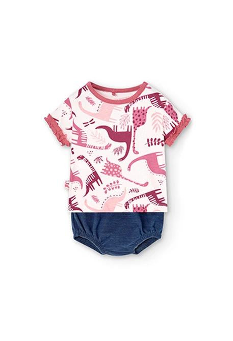 Pack en tricot bi matiere pour bébé fille