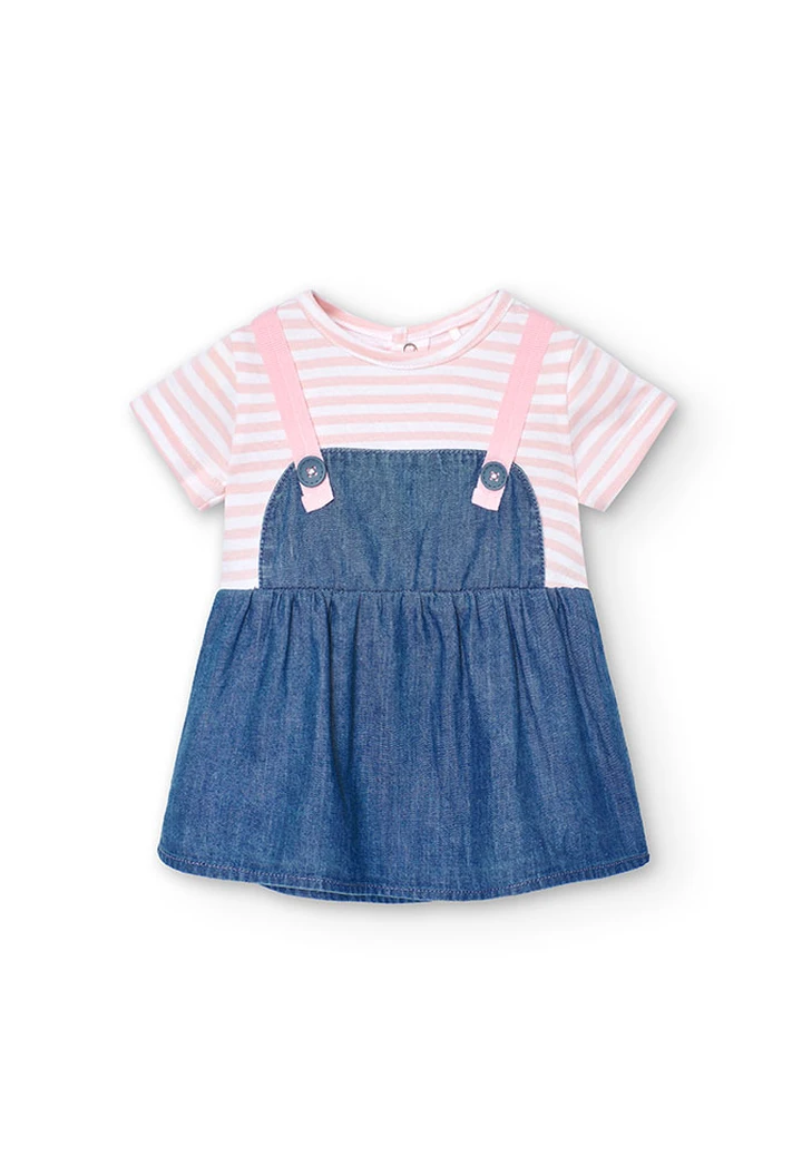 Combined blue baby denim dress