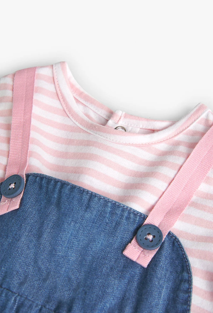 Robe combinée en denim bleu pour bébé fille
