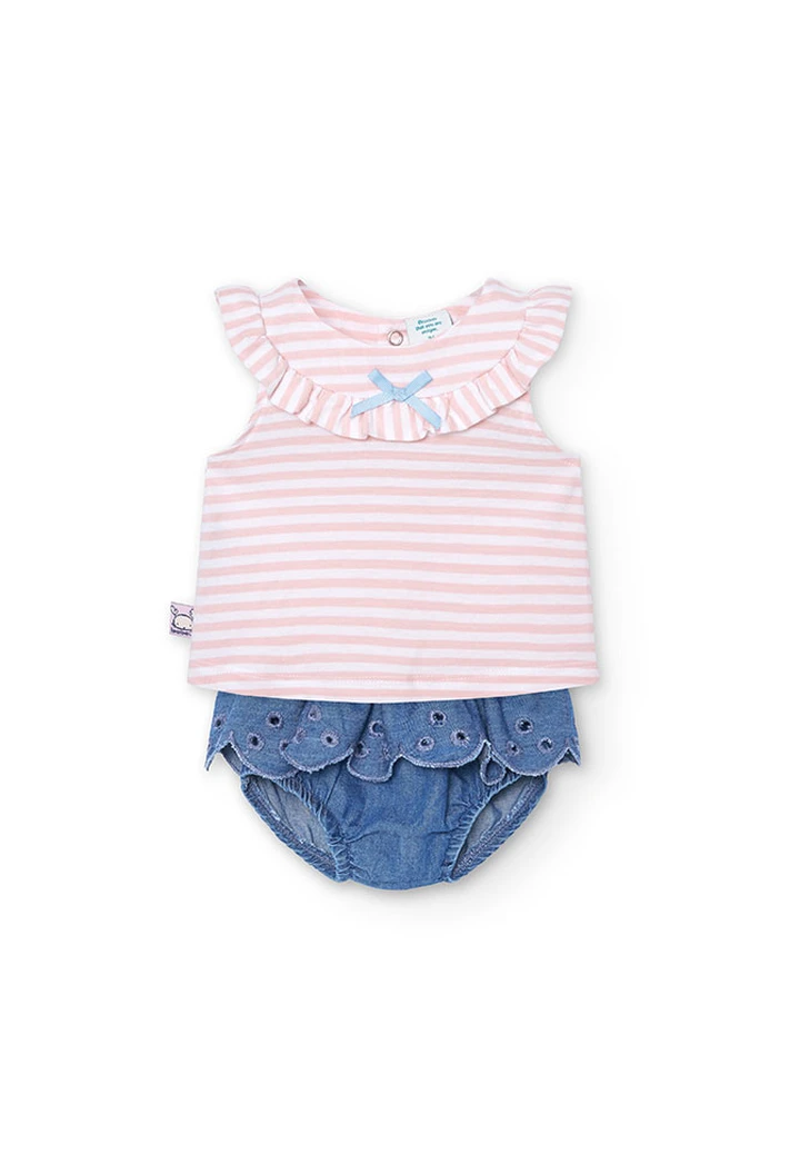 Pack tricoté bleu bébé garçon maille combinée