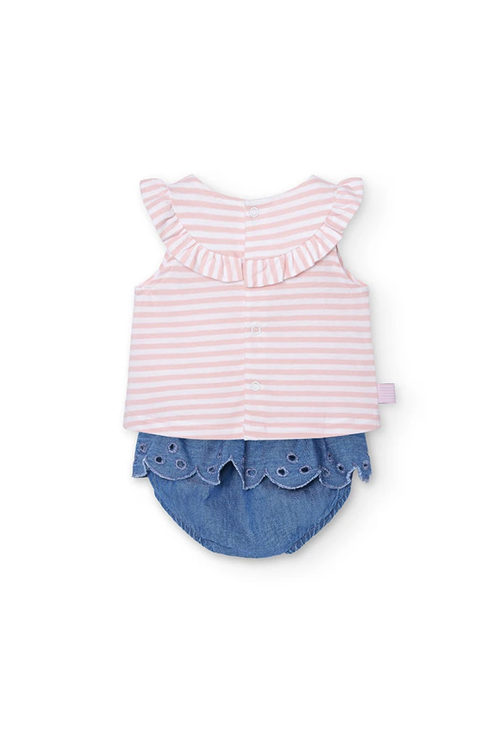 Pack tricoté bleu bébé garçon maille combinée