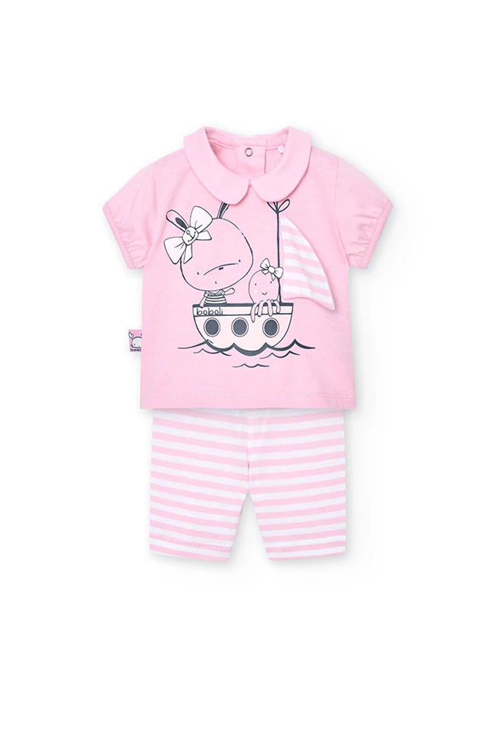 Pack tricoté pour bébé fille en rose