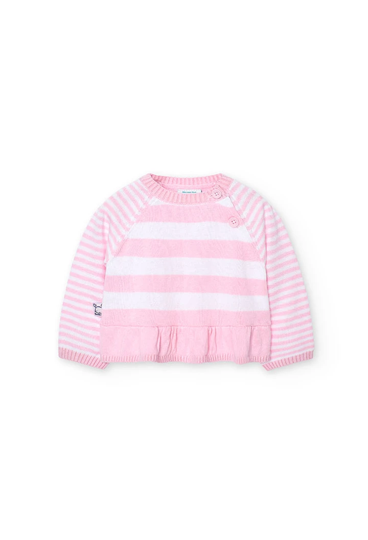 Pull tricoté rose pour bébé fille