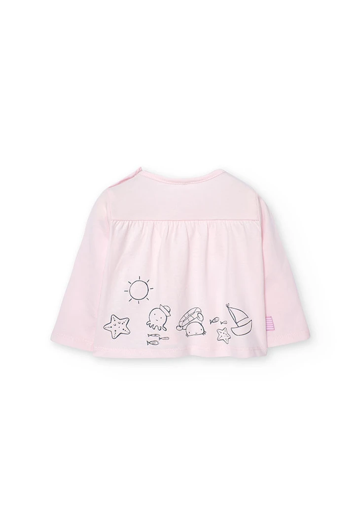 T-shirt tricoté pour bébé fille en couleur rose