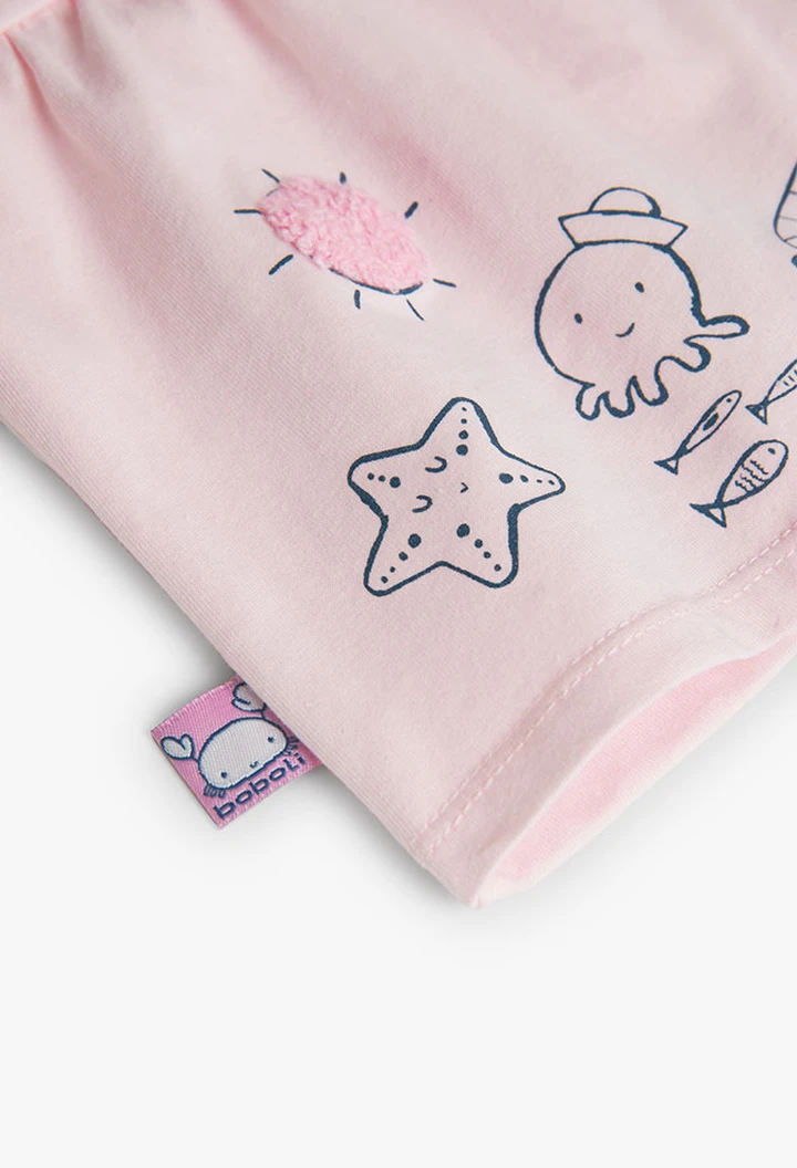 T-shirt tricoté pour bébé fille en couleur rose