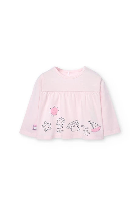 Samarreta de punt de bebè nena en color rosa