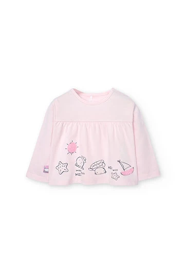 Camiseta de punto de bebé niña en color rosa