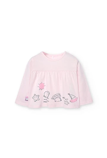 T-shirt tricoté pour bébé fille en couleur rose