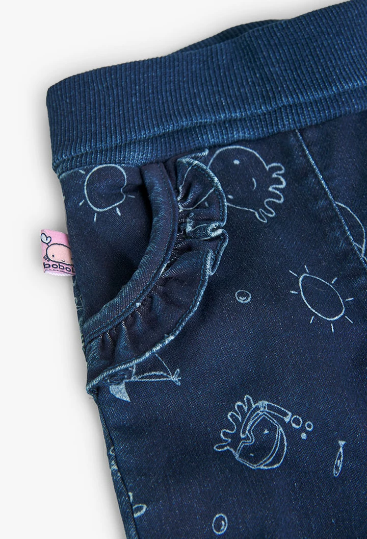 Pantalon en denim tricoté imprimé pour bébé fille