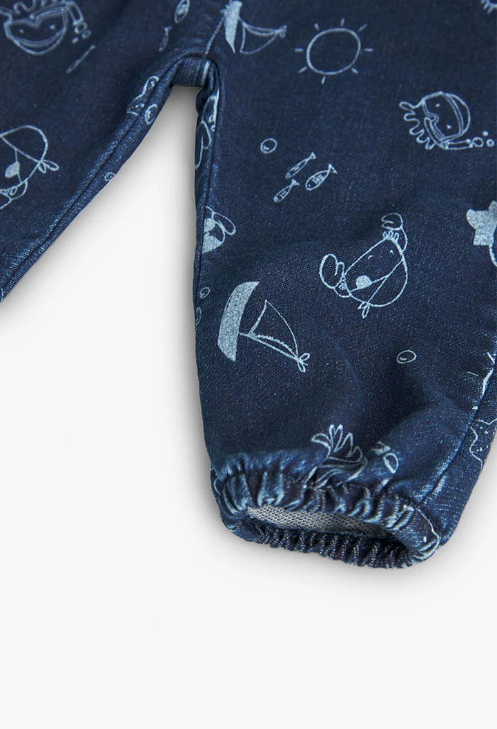Pantalon en denim tricoté imprimé pour bébé fille