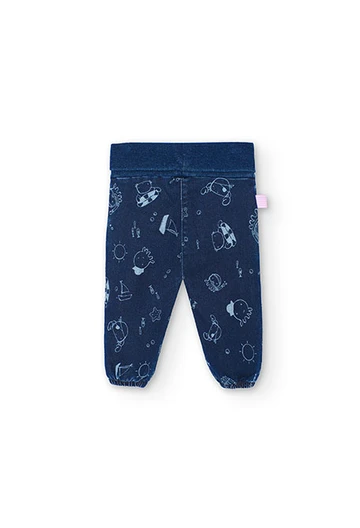 Baby girl\'s printed knit denim trousers