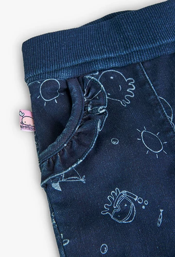 Pantalon en denim tricoté imprimé pour bébé fille