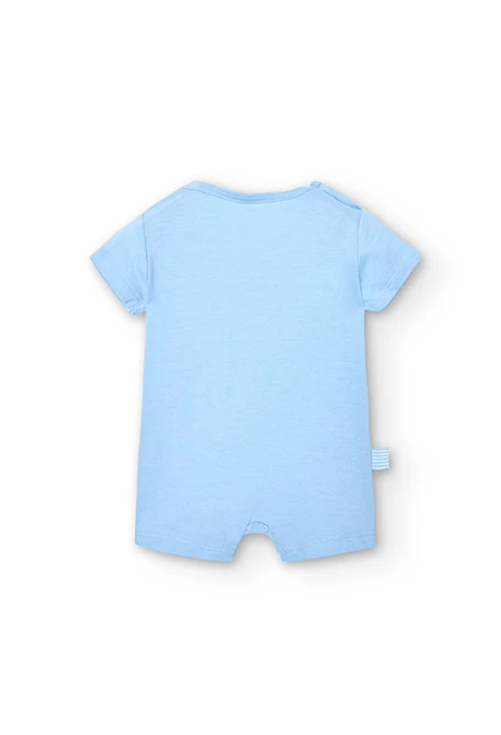 knit baby romper in sky blue
