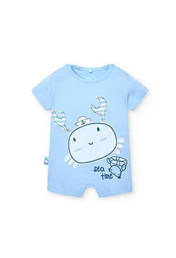 Grenouillère tricotée bleu ciel pour bébé