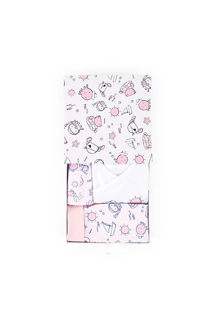 Pack imprimé rose avec boîte cadeau bébé