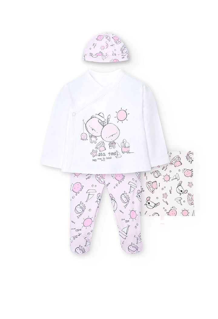 Pack imprimé rose avec boîte cadeau bébé