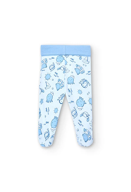 Pack estampado em azul com caixa de presente de bebé