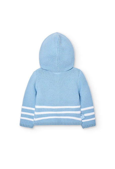Casaco tricotado de bebé em azul celeste