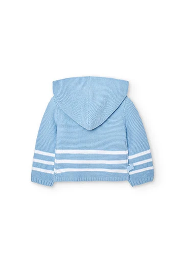 Chaqueta de tricotosa de bebé en azul celeste