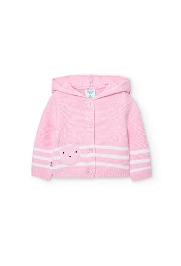 Chaqueta de tricotosa de bebé en rosa
