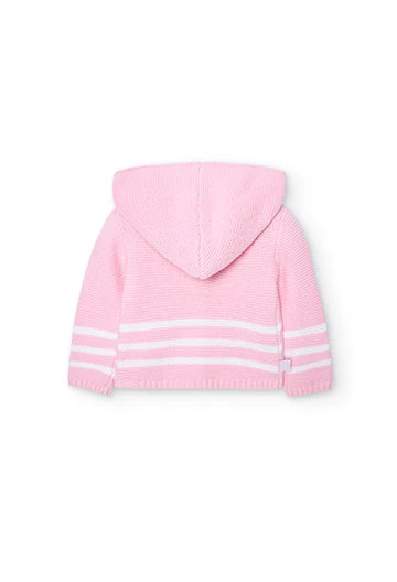 Chaqueta de tricotosa de bebé en rosa