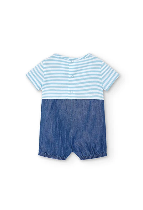 Baby's combined knit romper in blue