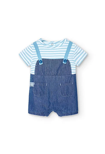 Tutina in jersey combinato da neonato blu