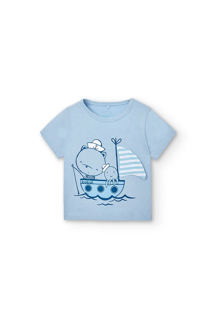 Pack bébé garçon bleu ciel en maille combinée