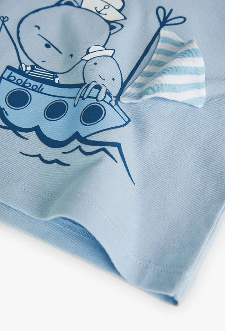 Pack bébé garçon bleu ciel en maille combinée