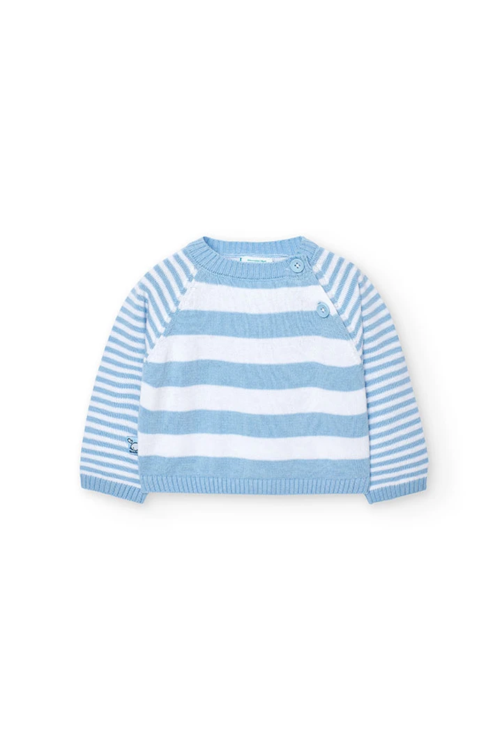 Pull tricoté rayé bleu ciel pour bébé garçon