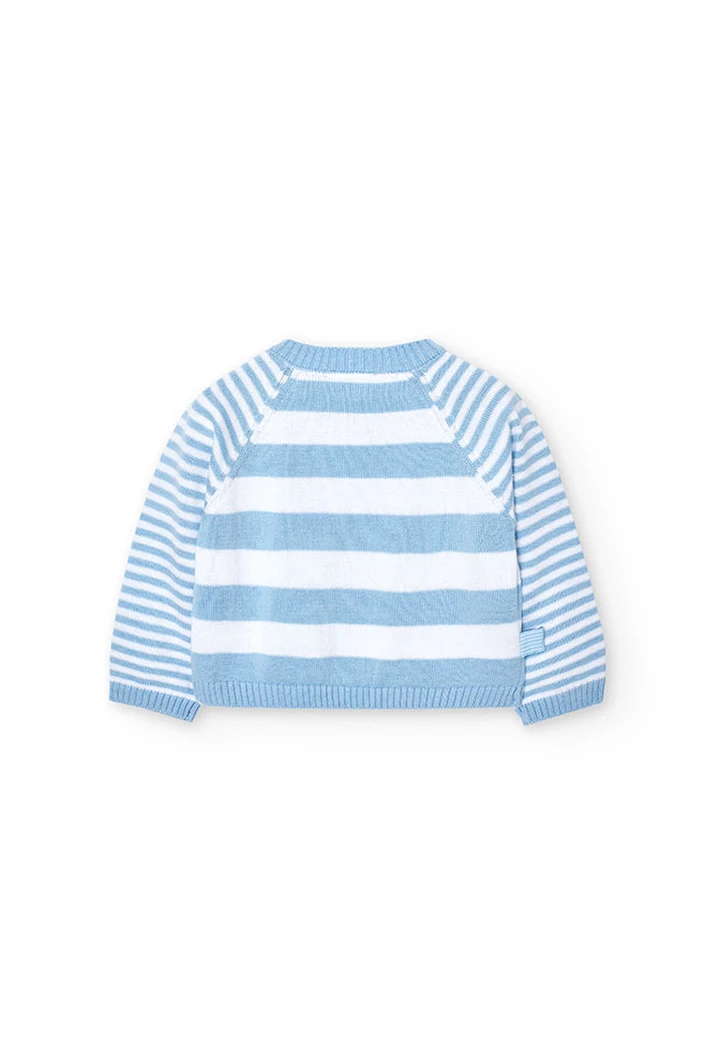 Pull tricoté rayé bleu ciel pour bébé garçon