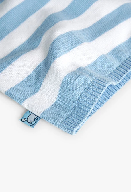 Jersey de tricô listado de bebé em azul celeste