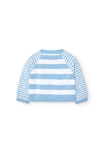Jersey de tricotosa listado de bebé en azul celeste