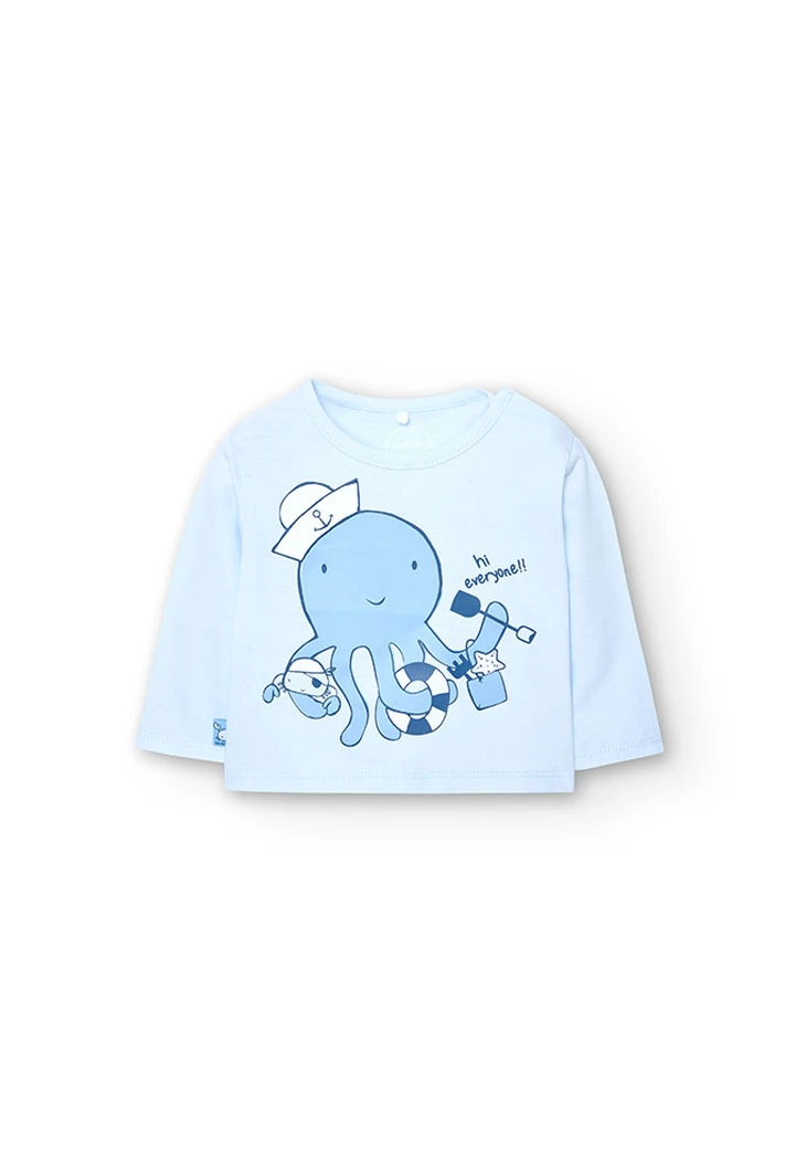 T-shirt tricoté bleu ciel pour bébé garçon