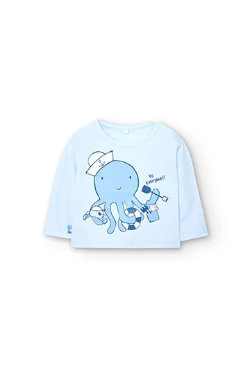 Camiseta de punto de bebé niño en azul celeste